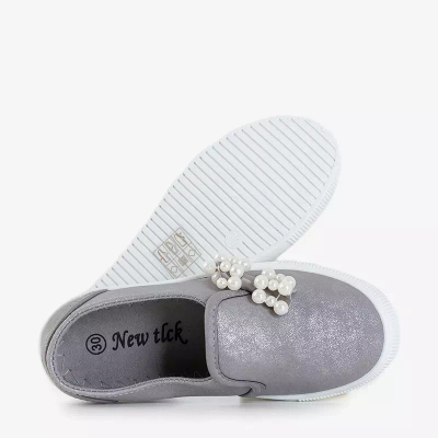 OUTLET Adidași gri pentru copii cu fundă Malasita - Încălțăminte