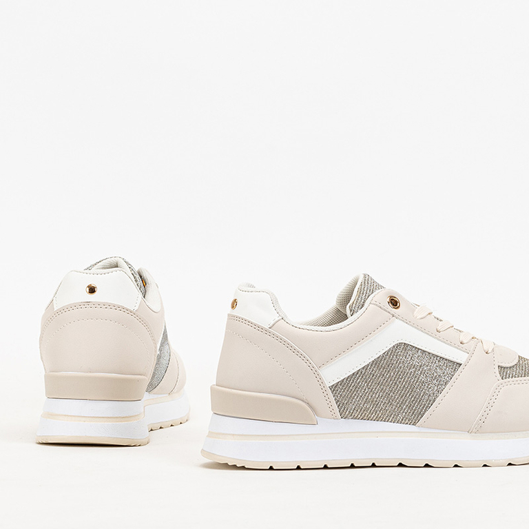 OUTLET Tenisi sport dama bej cu sclipici Berilan - Incaltaminte