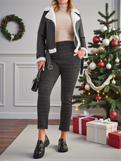 Royalfashion Pantaloni teggings călduroși pentru femei PLUS SIZE