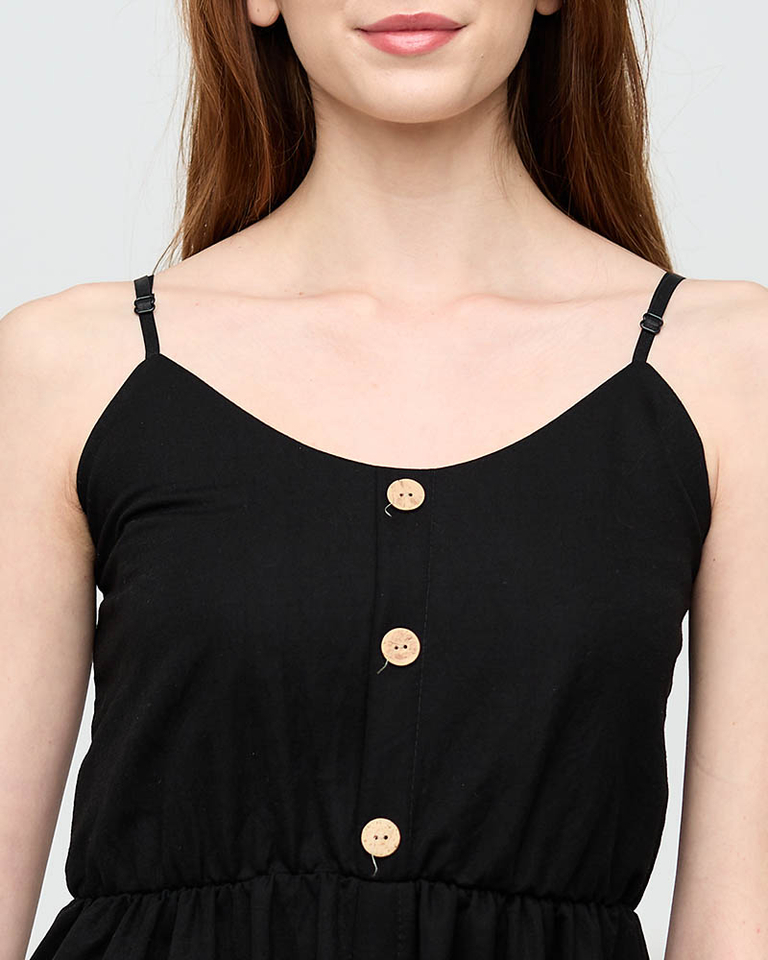 Rochie midi de dama neagra cu nasturi - Imbracaminte