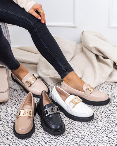 Pantofi albi de dama cu lant Semla - Incaltaminte