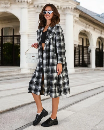 Royalfashion Palton în carouri pentru femei