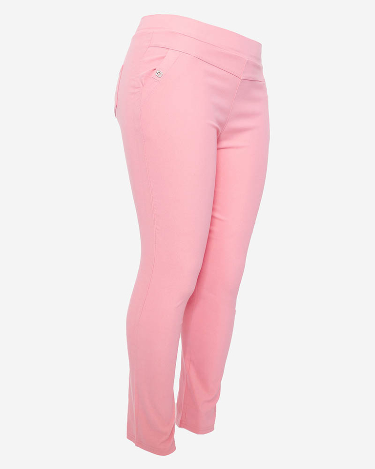 Pantaloni treggings roz pentru femei PLUS SIZE- Îmbrăcăminte
