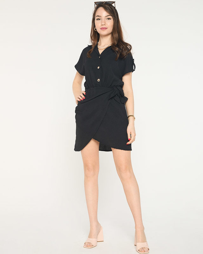 Rochie mini neagra de dama cu cravata - Imbracaminte
