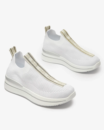 Pantofi sport slip-on de damă cu litere în alb Cerppa- Footwear