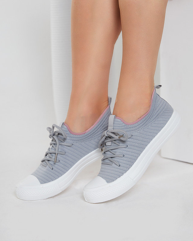 OUTLET Tenisi gri dama cu nervuri Manfer- Incaltaminte