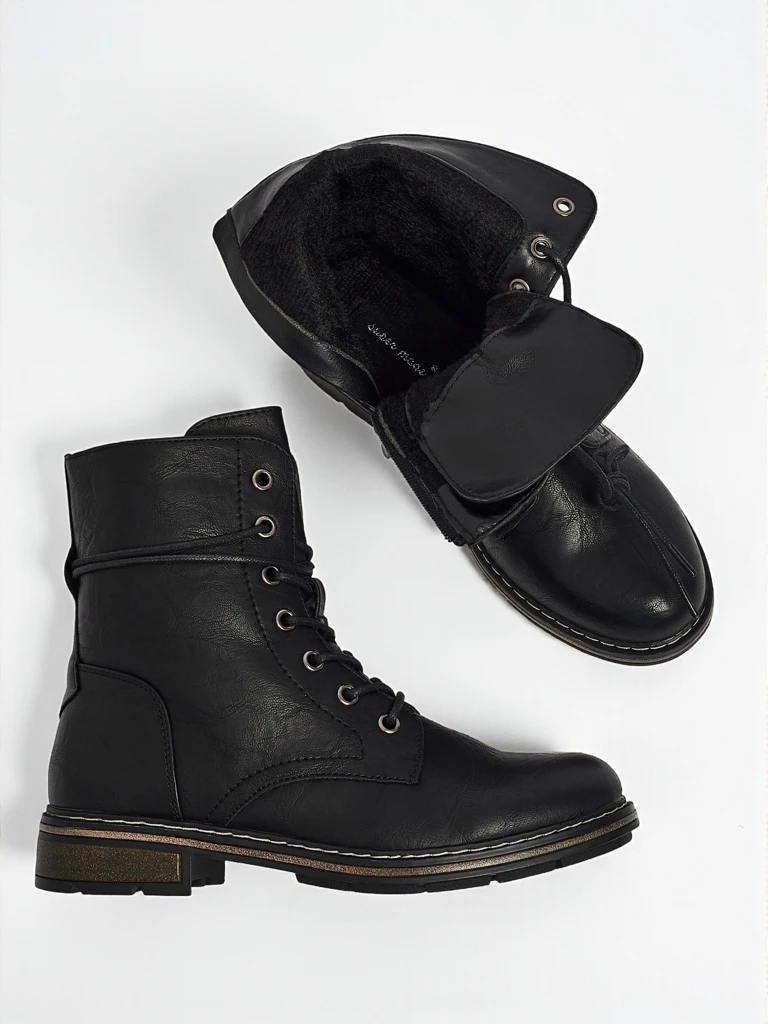 Botine Dama Luna Negre Sintetice Casual de Toamnă