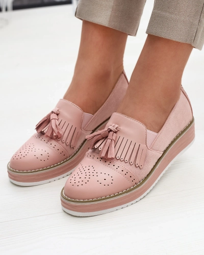 Cizme cu tocuri joase de damă roz Veolita- Footwear