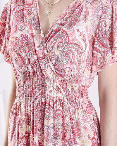 Rochie midi roz cu model pentru femei Îmbrăcăminte