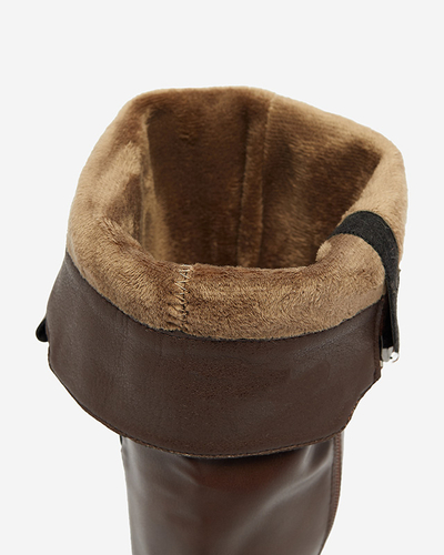 Cizme până la genunchi din piele ecologică pentru femei, de culoare maro Orikas - Încălțăminte