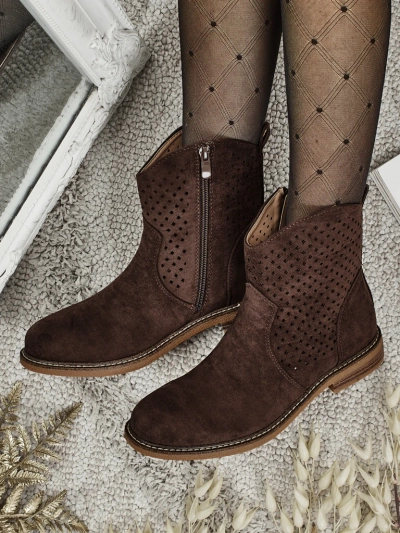 Botine ajurate eco-întoarse cu branț natural Nolani