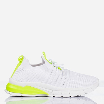 OUTLET Încălțăminte de sport albă cu inserții Brighton galben neon - Încălțăminte