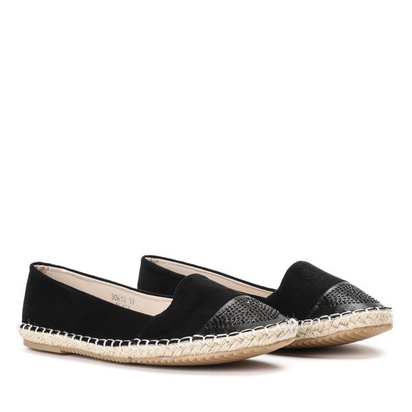 Czarne espadryle z cyrkoniami Sadina - Obuwie