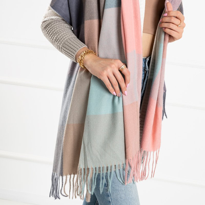 Eșarfă caldă pentru femei, roz și verde - Accesorii