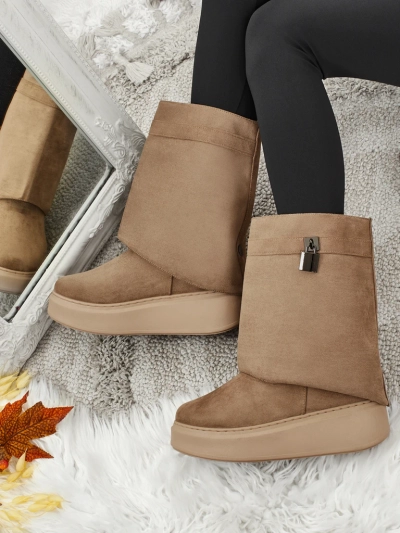 Cizme scurte tip snowboots pentru femei cu parte superioară detașabilă Elizze