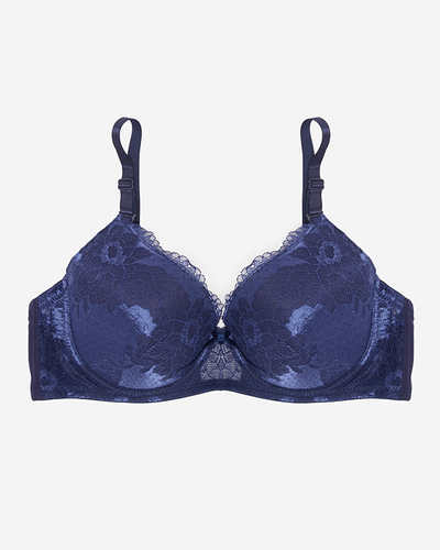 Sutien bleumarin cu dantelă decorativă - Lenjerie intimă