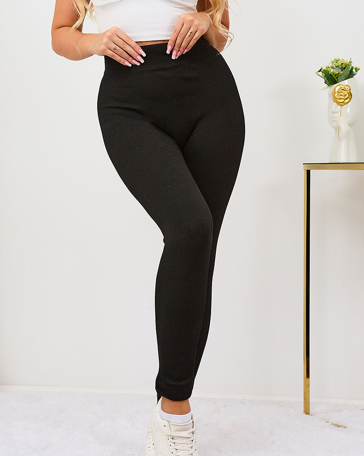 Royalfashion Jambiere negre pentru femei Warmed PLUS SIZE
