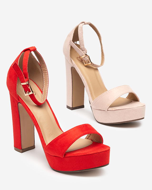 Sandale de damă portocalii cu toc mai înalt Cerista - Încălțăminte