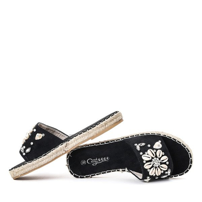 Czarne klapki z ozdobami Elicia - Obuwie