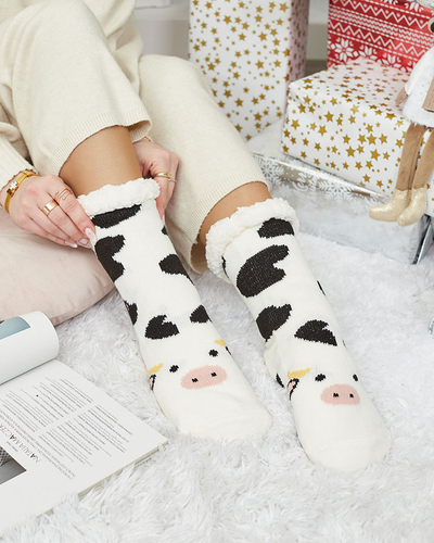 Royalfashion Șosete cu petice bej încălzite pentru femei