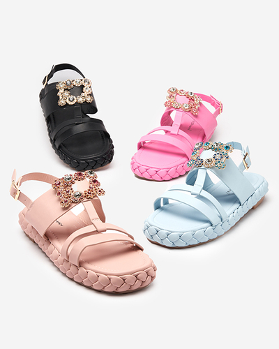 OUTLET Sandale de damă albastre cu cataramă decorativă Govy-Footwear