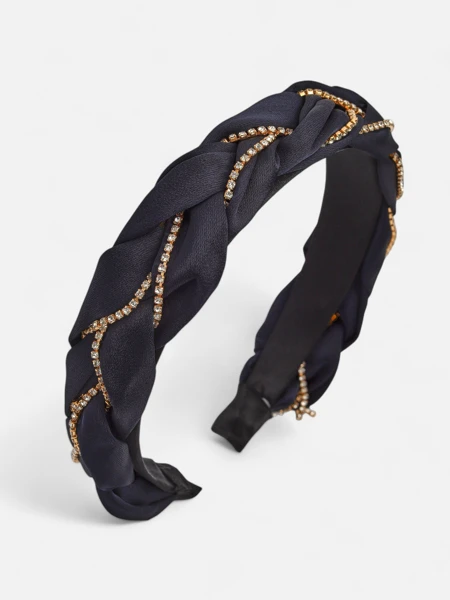 Royalfashion Opaska do włosów z pleceniem w warkocz zdobiona cyrkoniami