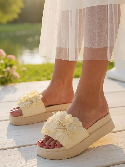 Royalfashion Sandale dama cu flori Frezja