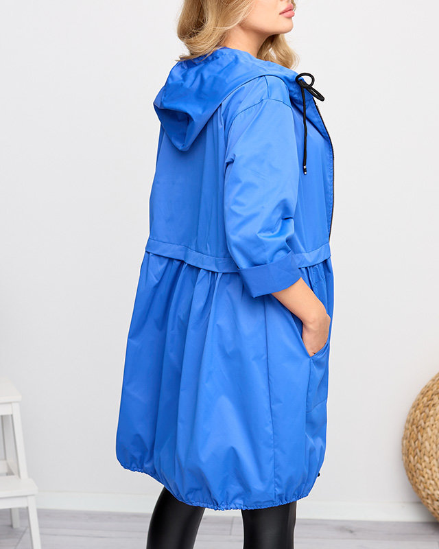 Jachetă de vânt de damă lungă, cobalt - Îmbrăcăminte