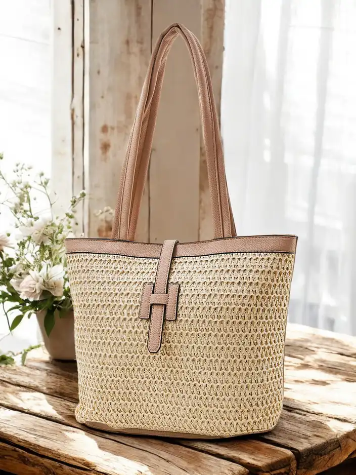 Royalfashion Geantă de paie mare pentru femei