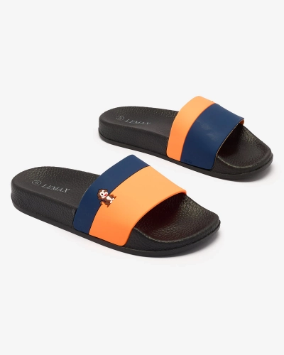 Royalfashion Șlapi de cauciuc pentru femei, portocalii și albastru marin Lierigs