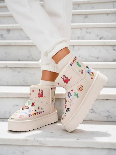 Ghete scurte de iarnă pentru femei Royalfashion cu stickere Hanaga