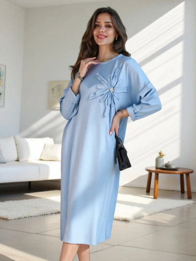 Rochie midi pentru femei Royalfashion, material supradimensionat cu o floare