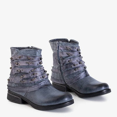 Cizme de damă albastre cu dungi Adalia - Încălțăminte