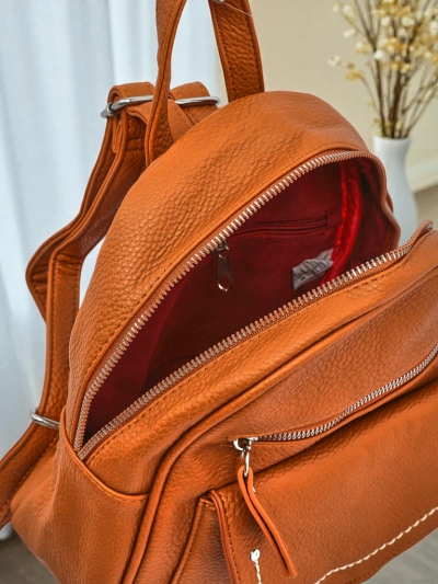 Elegantne naiste seljakott Calista Camel öko-nahast Królewska Moda