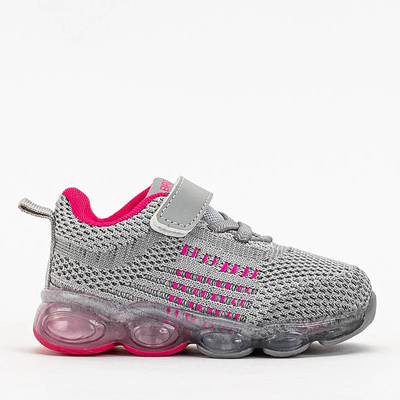Pantofi sport gri pentru copii cu elemente roz Dons - Incaltaminte