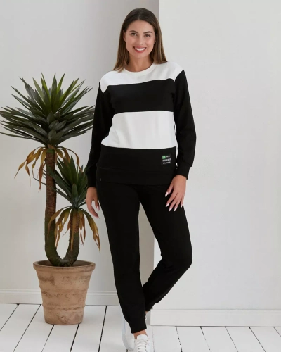 Royalfashion Set de hanorac negru cu dungi pentru femei