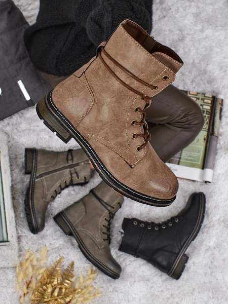 Botine Dama Flora Maro Sintetice Casual pentru Toamnă