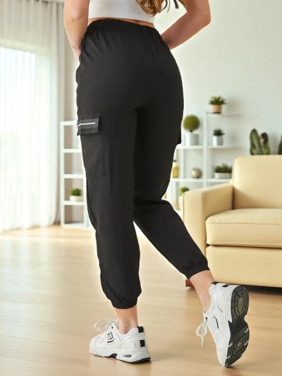 Pantaloni Elenna Sportowe Długie Czarne z Kieszonią