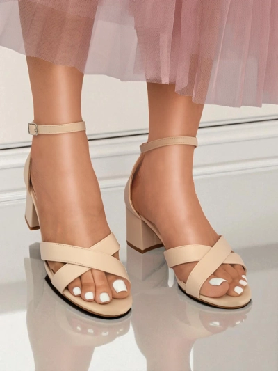 Royalfashion Sandale de damă cu toc jos tip bloc Eleganza Strap