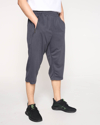 Pantaloni de trening pentru bărbați gri închis peste genunchi - Îmbrăcăminte