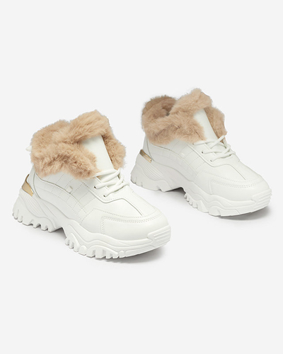 Pantofi sport dama alb cu blana Flixi - Incaltaminte