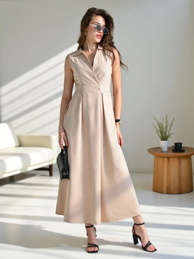 Rochie fără mâneci Royalfashion pentru femei cu decolteu înfășurat Bizness