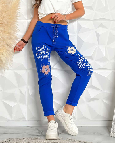 Royalfashion Pantaloni de damă din stofă cu inscripție