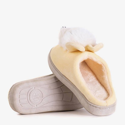 Papuci bej pentru femei, cu decor Judi - Încălțăminte