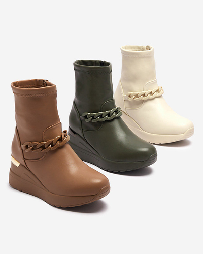 Cizme de damă verzi pe ancoră cu lanț Fefricca- Încălțăminte