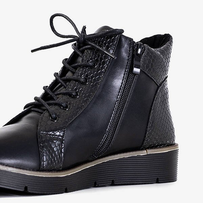 Cizme dantelate negre pentru femei Materam - încălțăminte