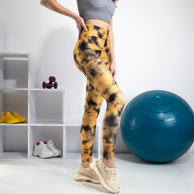 Jambiere galbene pentru femei cu pete decorative - Îmbrăcăminte