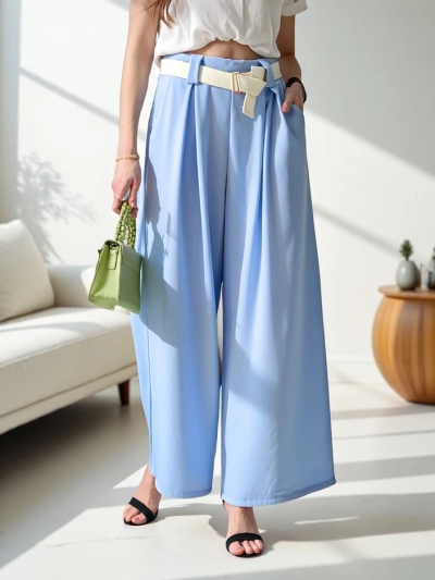 Pantaloni largi de damă Royalfashion cu curea