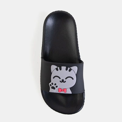 Papuci pentru copii negri cu pisoi Keryn - Încălțăminte