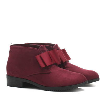 Botine din piele de căprioară Seanna burgundy - Încălțăminte